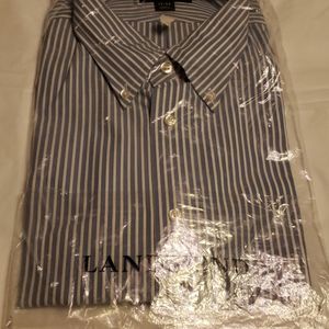 LANDS end NWT Mens Dress Shirt 17-33 Pale Blue Pin